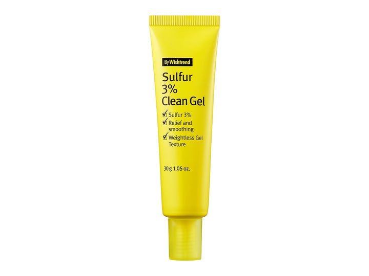 By Wishtrend Sulfur 3% Clean Gel 30 g rauhoittava täsmähoitogeeli keltaisessa muovituubissa.