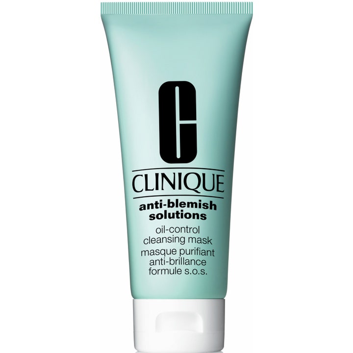 Clinique Anti-Blemish Solutions 100 ml puhdistava kasvonaamio vaaleansinisessä tuubissa valkoisella korkilla.