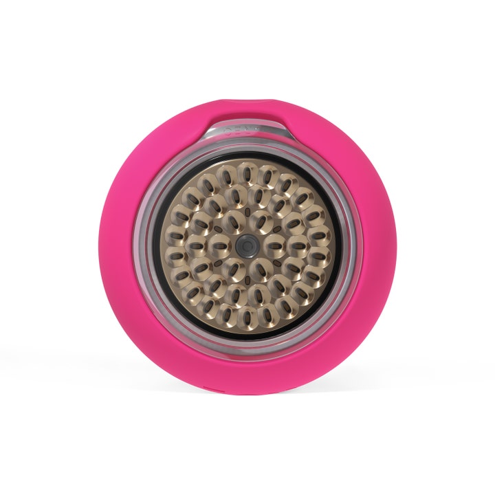 FOREO UFO™ 3 LED Pink 1 kpl ihonhoitolaite elvyttää ihoa vaaleanpunainen silikonikuori ja kultainen kuvioitu hoitopää