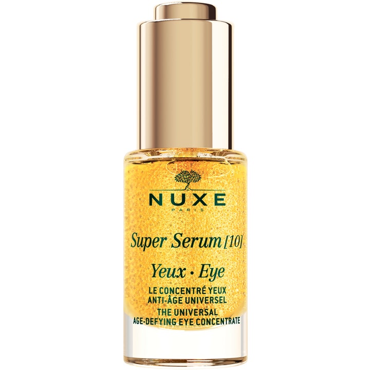 Nuxe Super Serum [10] Eye 15 ml anti-age silmänympärysseerumi kultaisessa lasipullossa jossa on keltaisia mikropalloja