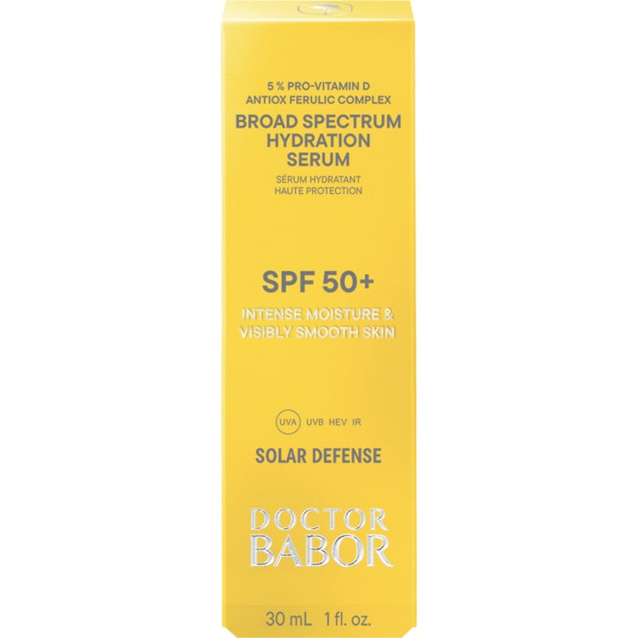 Babor DOC Broad Spectrum Hydration Serum SPF 50+ 30 ml suojakerroin keltaisessa pakkauksessa.