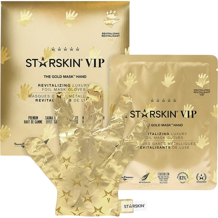 Starskin VIP The Gold Mask Hand 1 pari elvyttävä käsinaamio kultaisessa pakkauksessa ja tähtikuvioinen hansikas