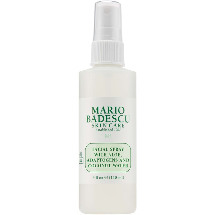 Mario Badescu Facial Spray with Aloe Adaptogens and Coconut Water 118 ml kosteuttava kasvosuihke valkoisessa suihkepullossa