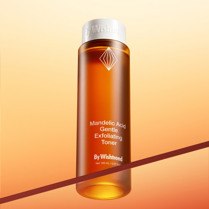 By Wishtrend Mandelic Acid Gentle Exfoliating Toner 150 ml kuoriva kasvovesi oranssissa läpikuultavassa pullossa.