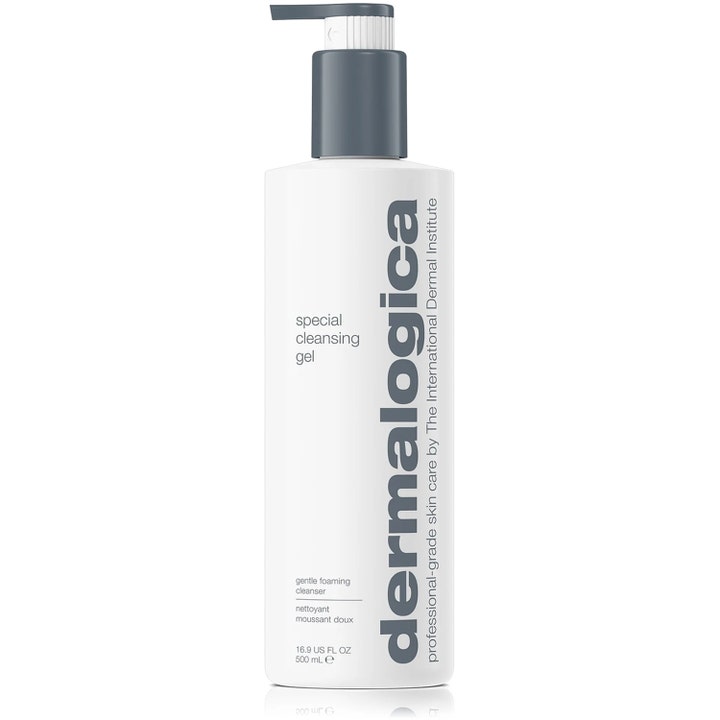 Dermalogica Special Cleansing Gel 500 ml hellävarainen puhdistusgeeli valkoisessa pumppupullossa harmaalla korkilla