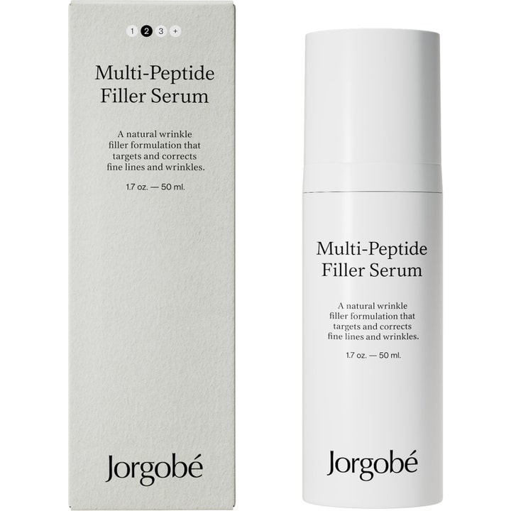 Jorgobé Multi-Peptide Filler Serum 50 ml juonteita silottava seerumi valkoisessa pullossa ja pakkauksessa