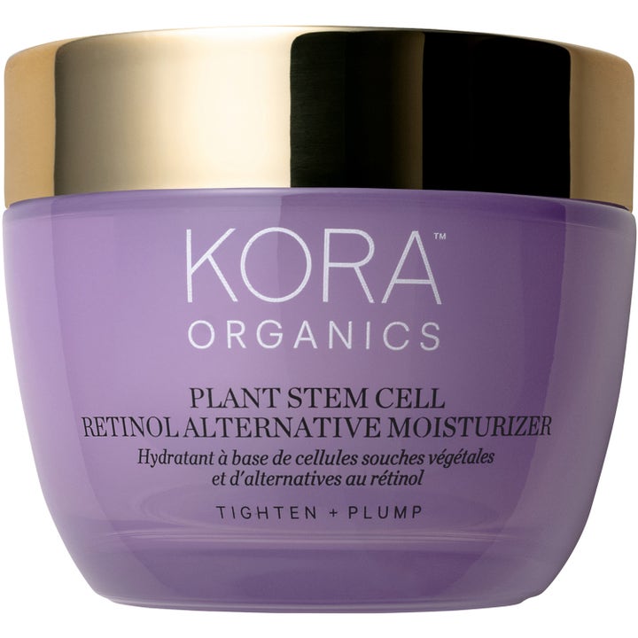 KORA Organics Plant Stem Cell Retinol Alternative Moisturizer kiinteyttävä kasvovoide liila purkki kultakorkilla