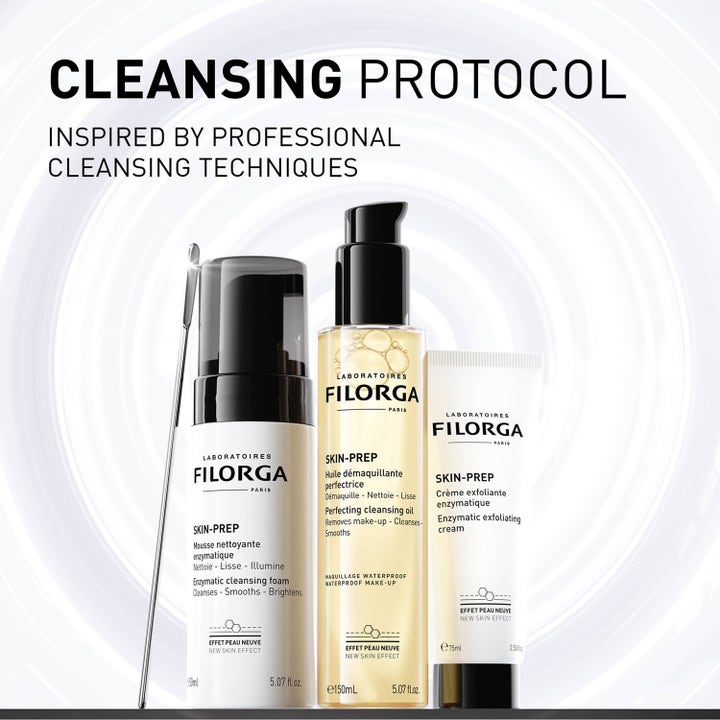 Filorga Skin-Prep Enzymatic Exfoliating Cream 75 ml kuorintavoide osana kolmen tuotteen puhdistusrutiinia.