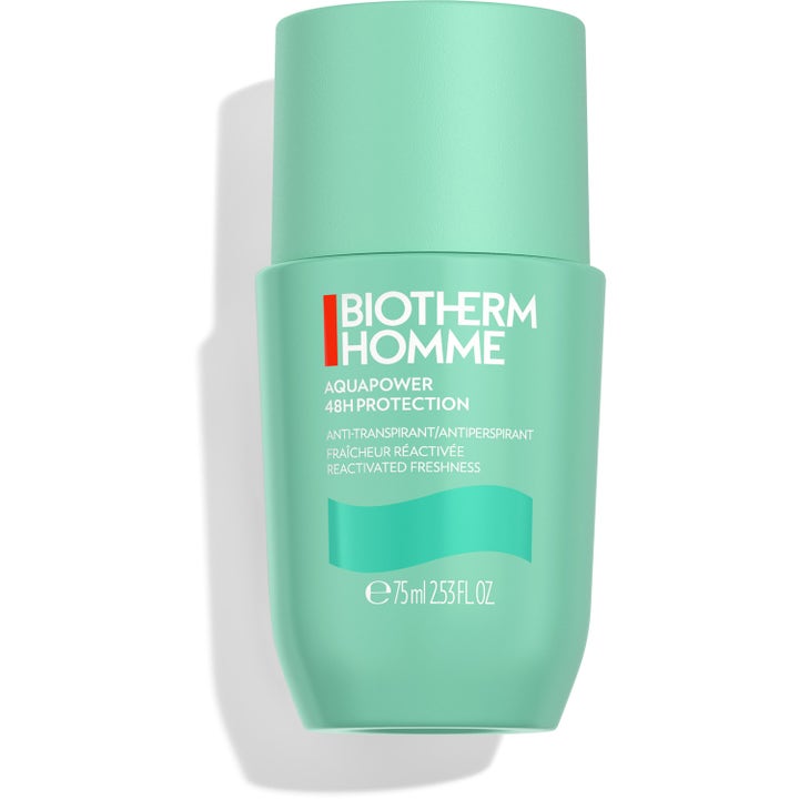 Biotherm Homme Aquapower 48H Protection 75 ml raikastava antiperspirantti mattapintaisessa turkoosissa pakkauksessa
