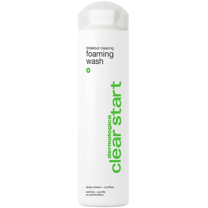 Dermalogica Clear Start Breakout Clearing Foaming Wash syväpuhdistava puhdistusvaahto finnejä vastaan valkoisessa pullossa.