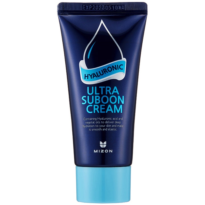 Mizon Hyaluronic Ultra Suboon Cream 45ml kosteuttava kasvovoide tummansinisessä tuubissa vaaleansinisellä korkilla