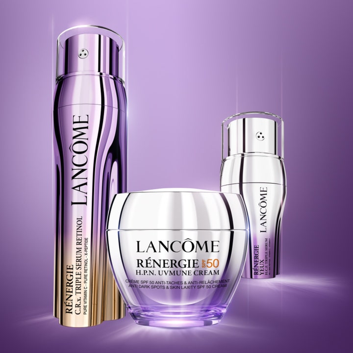 Lancôme Rénergie H.P.N. UVMUNE Cream 50 ml päivävoide SPF 50 hopeisessa purkissa muiden Rénergie-tuotteiden kanssa.