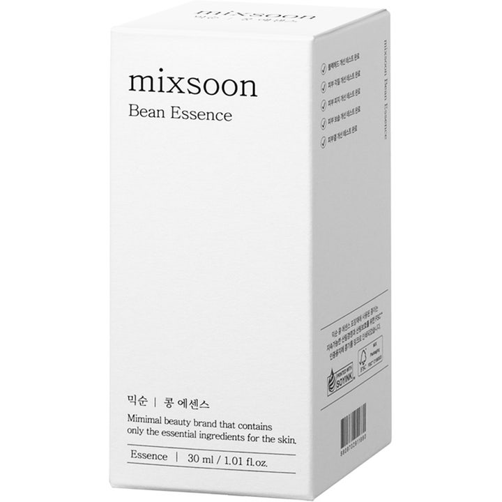 Mixsoon Bean Essence 30 ml kosteuttava ja kuoriva hoitoneste valkoisessa pahvipakkauksessa