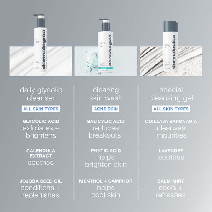 Dermalogica Daily Glycolic Cleanser 150 ml kirkastava puhdistusgeeli levitettynä mallin kasvoille.