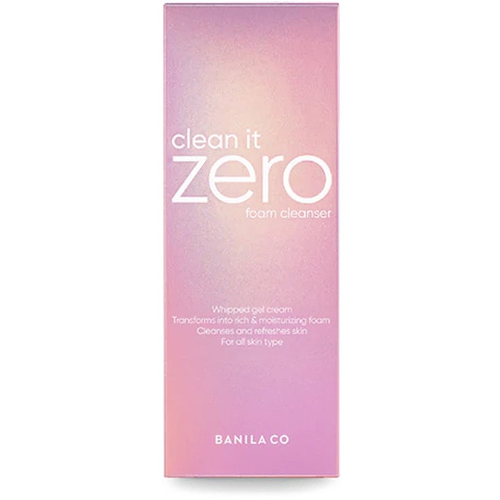 Banila Co Clean It Zero Foam Cleanser 150 ml puhdistusvaahto vaaleanpunaisessa liukuvärjätyssä ulkopakkauksessa