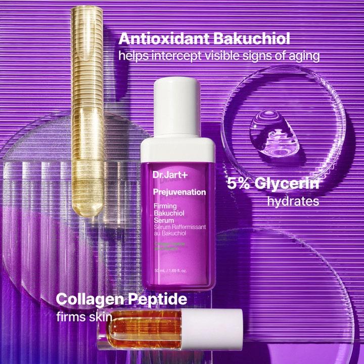 Dr.Jart+ Prejuvenation Firming Bakuchiol Serum 50 ml on kiinteyttävä seerumi, jossa näkyy glyseriiniä ja kollageenia.