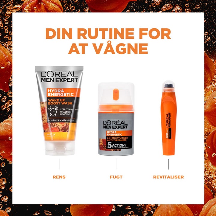 L'Oréal Paris Hydra Energetic Wash 100 ml virkistävä rutiini, joka sisältää puhdistusgeelin, voiteen ja silmänympärysrullan.