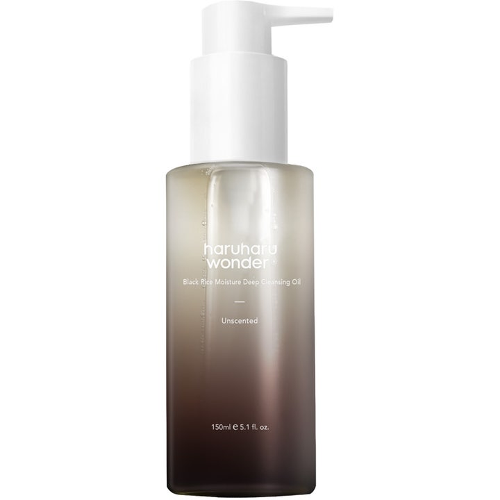 Haruharu Wonder Black Rice Moisture Deep Cleansing Oil 150 ml puhdistusöljy ruskeassa liukuvärjätyssä pumppupullossa.