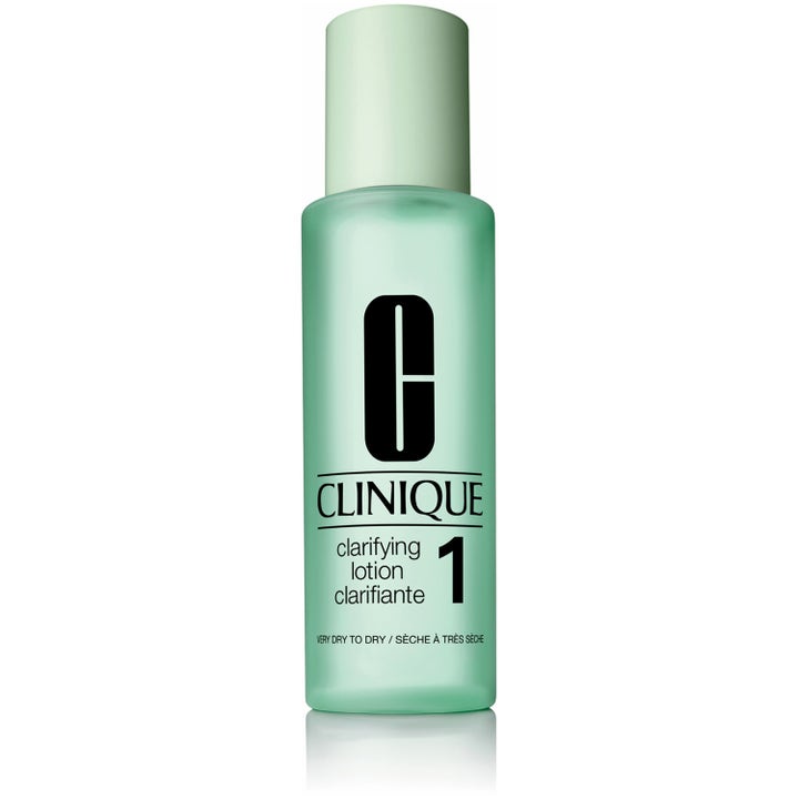Clinique Clarifying Lotion 1 kuoriva kasvovesi erittäin kuivalle iholle vaaleanvihreässä huurteisessa pullossa