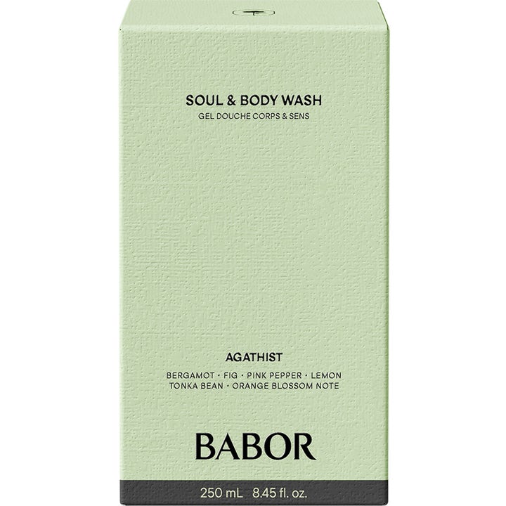 Babor Soul & Body Wash Agathist 250 ml puhdistava suihkugeeli vaaleanvihreässä tekstuuripintaisessa pakkauksessa