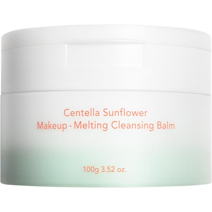 Centella Sunflower Makeup Melting Cleansing Balm 100g puhdistusvoide valkoisessa purkissa vihreällä liukuvärillä.