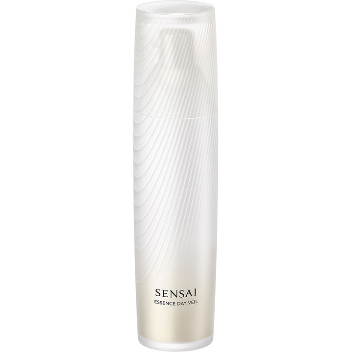 Sensai Essence Day Veil 40 ml kosteuttava päivävoide tyylikkäässä valkoisessa helmiäispullossa aaltokuvioinnilla.