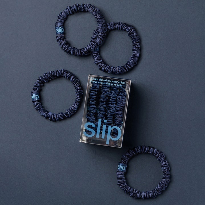 Pure Silk Skinny Scrunchies Navy
