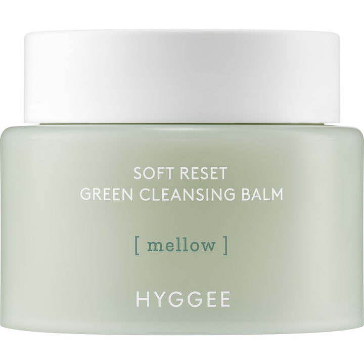 Hyggee Soft Reset Green Cleansing Balm 100 ml puhdistusbalmi vaaleanvihreässä purkissa valkoisella korkilla.