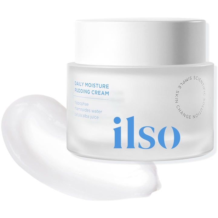Ilso Daily Moisture Pudding Cream 50 ml kosteuttava kasvovoide huurretussa lasipurkissa ja geelimäinen voidenäyte