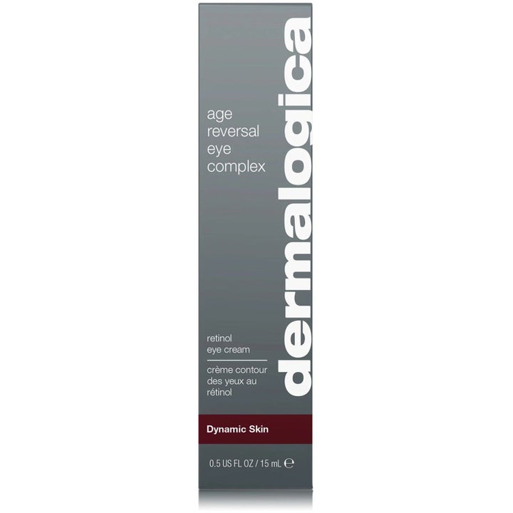 Dermalogica Age Reversal Eye Complex 15 ml silmänympärysvoide harmaassa pakkauksessa, jossa on teksti retinol.