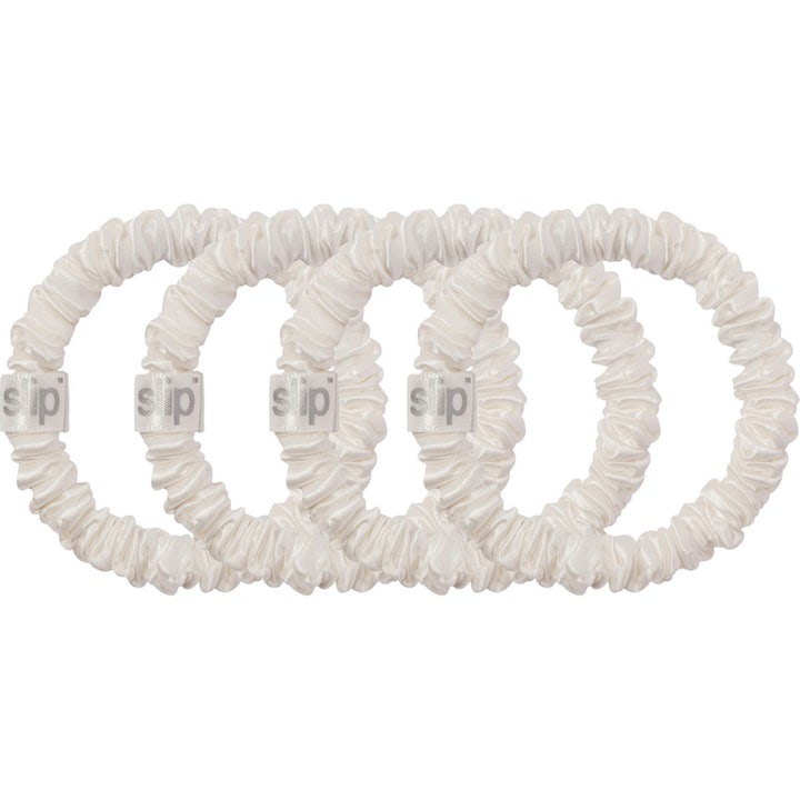 Pure Silk Skinny Scrunchies White