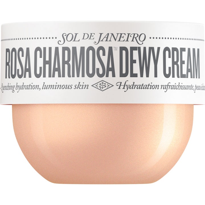 Sol de Janeiro Rosa Charmosa Dewy Cream heleyttävä vartalovoide persikanvärisessä metallinhohtoisessa purkissa