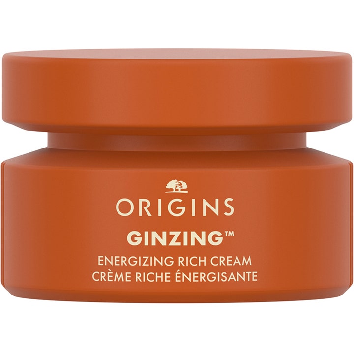 Origins GinZing Energizing Rich Cream energisoiva kasvovoide oranssissa purkissa tuo iholle hehkua ja elinvoimaa