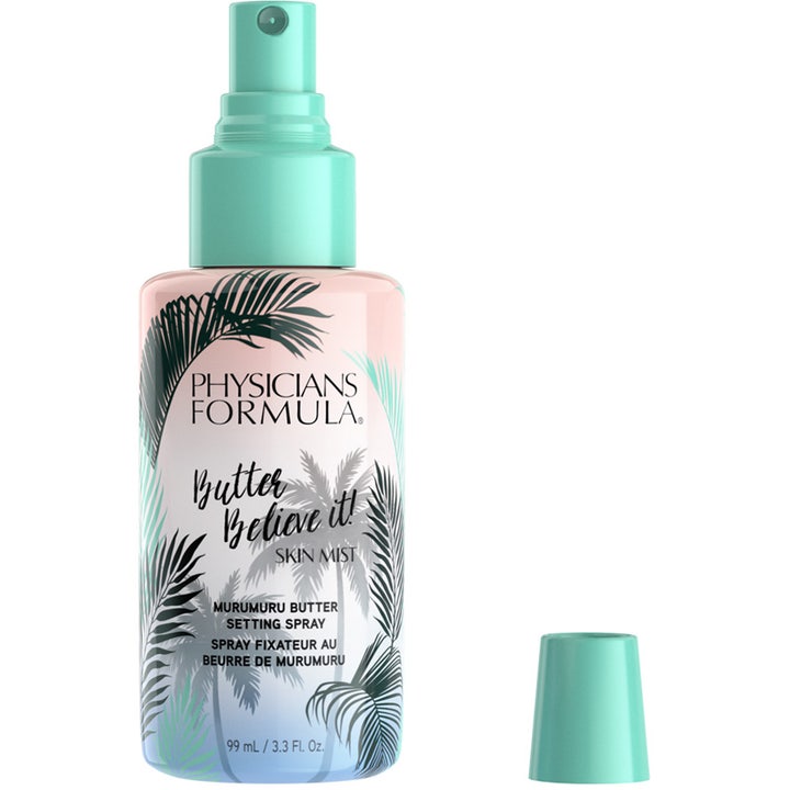Physicians Formula Murumuru Butter Believe It! Skin Mist 99 ml viimeistelysuihke palmunlehtikuviolla ja vihreällä korkilla