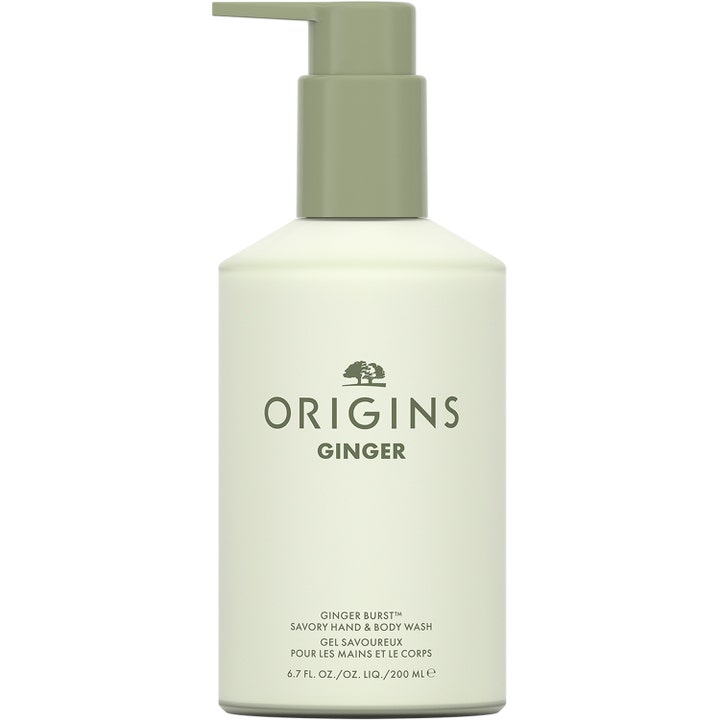Origins Ginger Burst Savory Hand & Body Wash 200 ml virkistävä puhdistusgeeli vaaleanvihreässä pumppupullossa