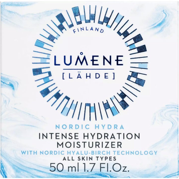 Lumene Nordic Hydra Intense Hydration Moisturizer 50 ml tehokosteuttava kasvovoide sinikuvioisessa pahvipakkauksessa