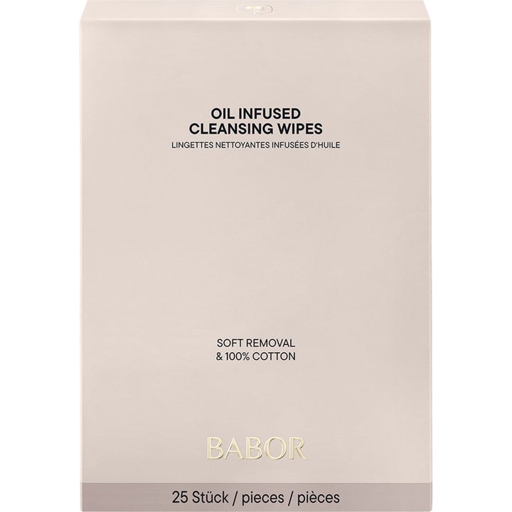 Babor Oil Infused Cleansing Wipes 25 kpl puhdistusliinat beigessä pakkauksessa poistavat meikin hellävaraisesti