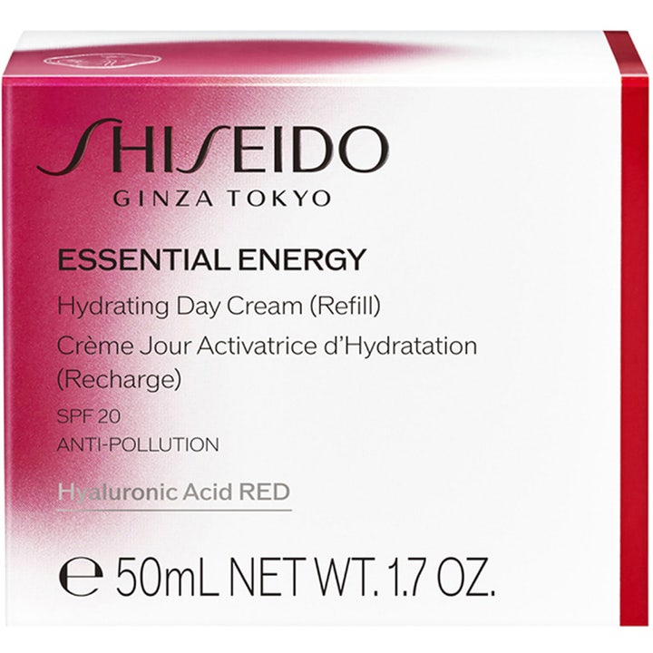 Shiseido Essential Energy Hydrating Day Cream SPF20 50 ml kosteuttava päivävoide täyttöpakkaus valkoisessa rasiassa