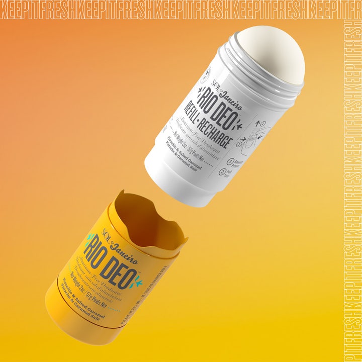 Sol de Janeiro Rio Deo 62 Deodorant Refill 57 ml alumiiniton deodorantti valkoinen täyttöosa ja keltainen hylsy