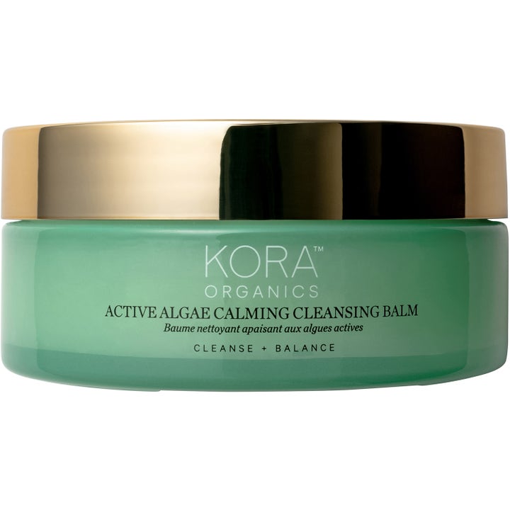 KORA Organics Active Algae Calming Cleansing Balm rauhoittava puhdistusbalmi vihreässä purkissa kultaisella korkilla