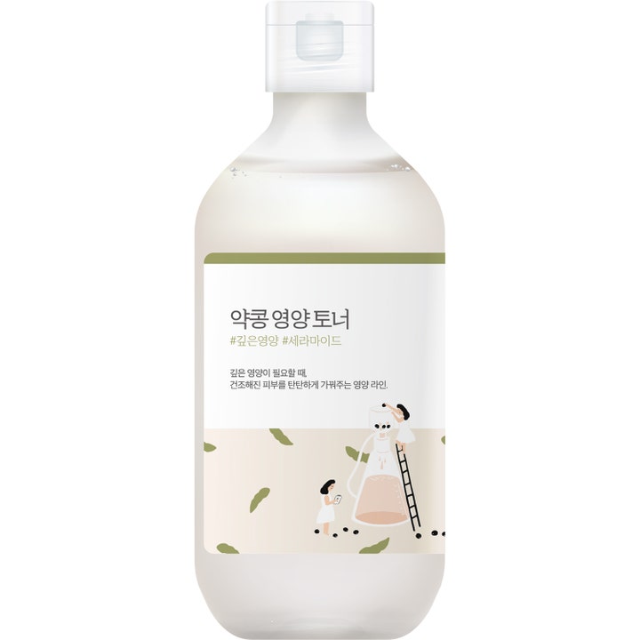 Round Lab Soybean Nourishing Toner 300 ml ravitseva kasvovesi maitomaisella koostumuksella vaaleassa muovipullossa.
