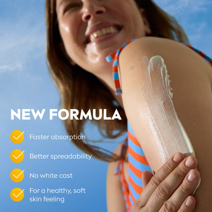 NIVEA Protect & Moisture Sun Lotion SPF50+ 200 ml kosteuttava aurinkovoide levitettynä iholle