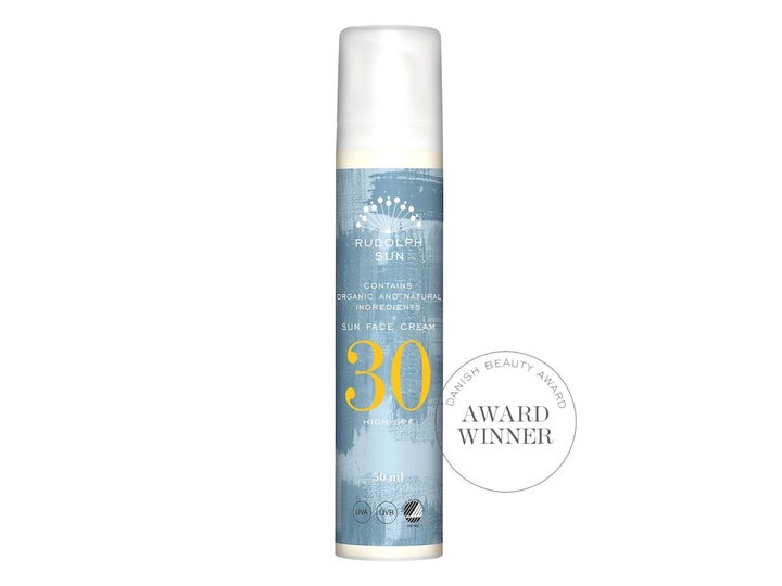 Rudolph Care Sun Face Cream 50 ml suojaava aurinkovoide kasvoille sinisessä pumppupullossa valkoisella korkilla