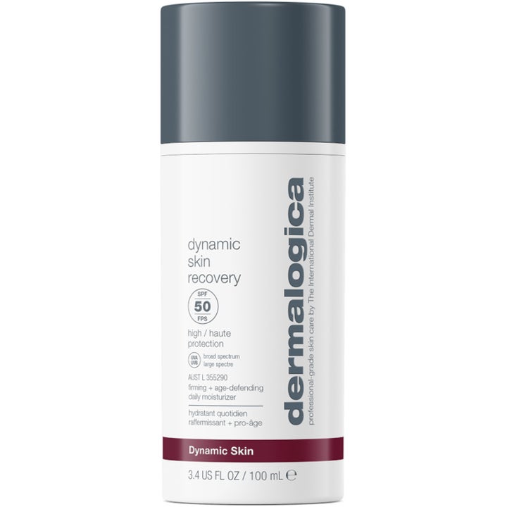 Dermalogica Dynamic Skin Recovery 100 ml kiinteyttävä päivävoide SPF 50 valkoisessa pumppupullossa harmaalla korkilla