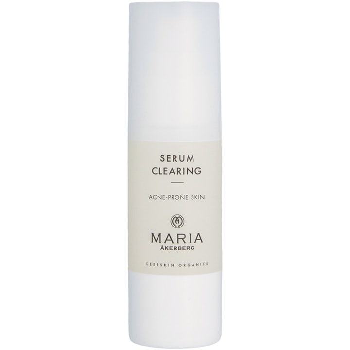 Maria Åkerberg Serum Clearing puhdistava seerumi akneen taipuvaiselle iholle valkoisessa pumppupullossa.