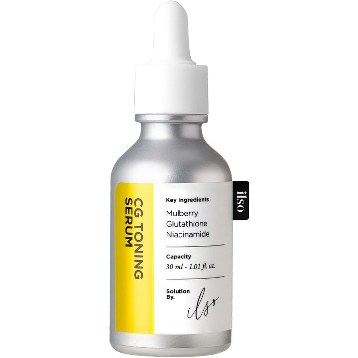 ilso CG Toning Serum 30 ml kirkastava seerumi hopeisessa pipettipullossa jossa on keltainen etiketti