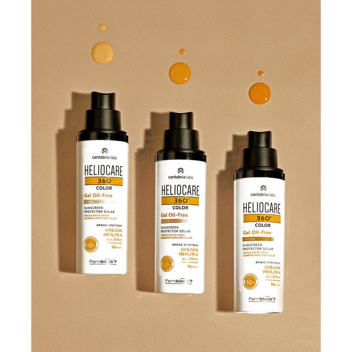 Heliocare 360 Color Gel Oil-Free Bronze 50 ml sävyttävä aurinkovoide mattapinnalla kolmessa sävyssä.