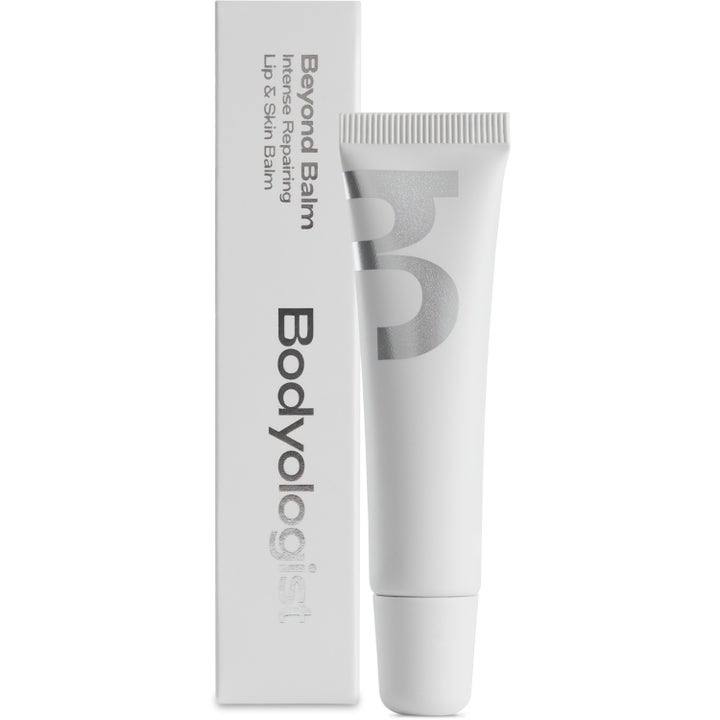 Bodyologist Beyond Balm Intense Repairing Lip & Skin Balm 10 ml korjaava voide valkoisessa tuubissa ja pakkauksessa