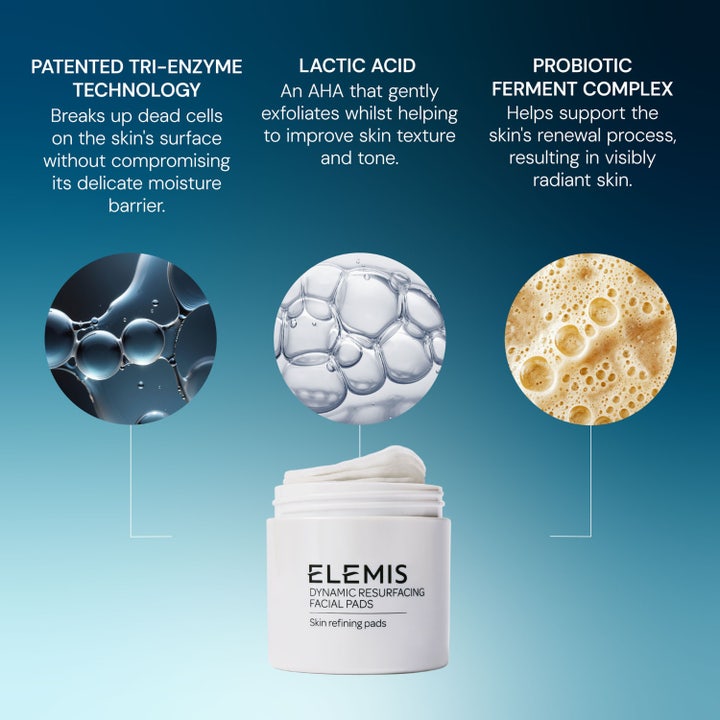 Elemis Dynamic Resurfacing Pads 60 kpl kuorintalaput tasoittavat ihoa ja vähentävät punoitusta 14 päivän tuloskuvassa.