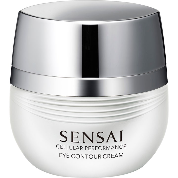 Sensai Cellular Performance Eye Contour Cream 15 ml silmänympärysvoide valkoisessa purkissa hopeisella korkilla